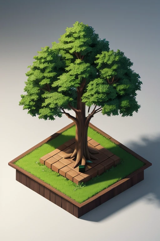 Isometric tree hand drawn