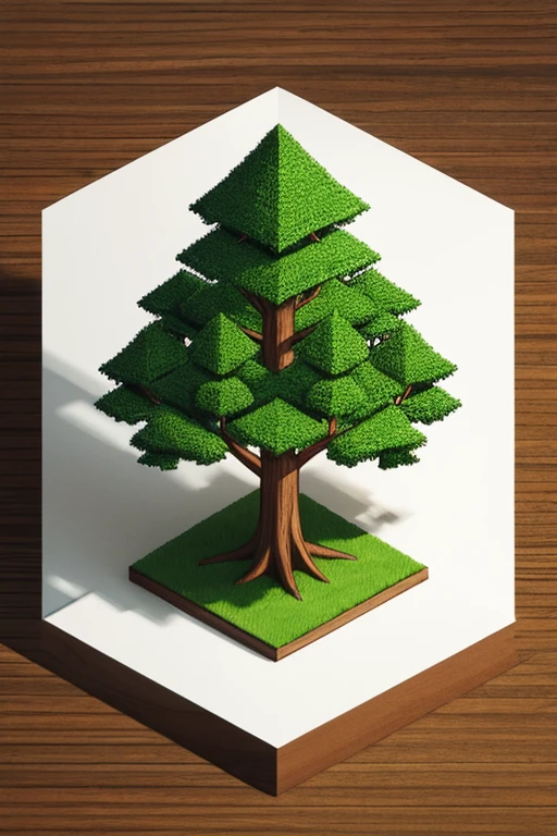 Isometric tree hand drawn