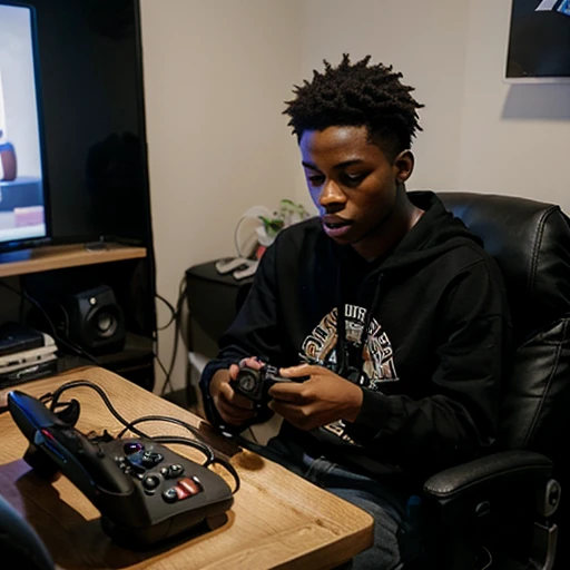 Instagram photo of an 18 year old black african american boy playing video games