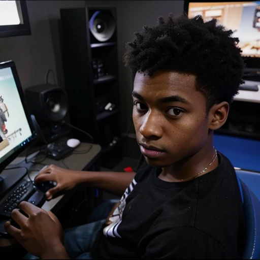 Instagram photo of an 18 year old black african american boy playing video games