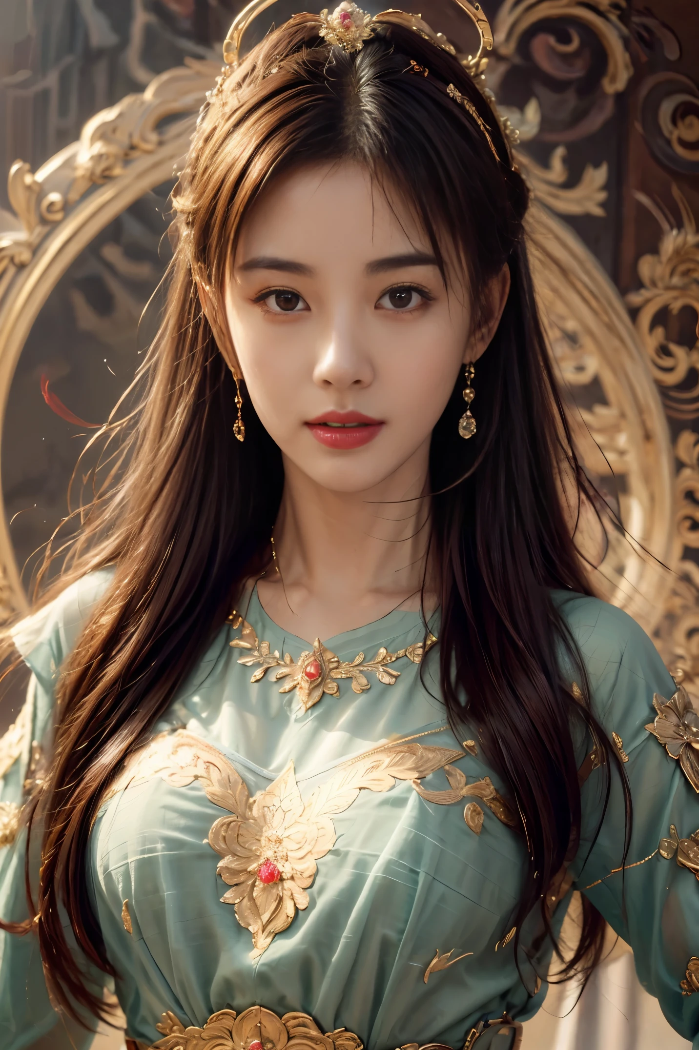 The background is a red palace wall，royal palace，Ancient palace maidens，Cold winter，biting wind，nevando，cinematic ligh，hyper-detailing，Visually rich，concept-art，with light glowing，Bright surroundings，Complicated details，Subtle colortremely detaile，Ultra-clear focus，light particules，Attention to detail， majestic and awe-inspiring，A stunning visual masterpiece，32k，realisticlying，strong outline，cinematic ligh场景，HighestQuali，abstracted，， Close-up，Closer，looking at you，  8k, intricate, highly detailed, majestic, digital photography, art by artgerm and ruan jia and greg rutkowski, masterpiece, hdr, detailed background,  , martial arts ,