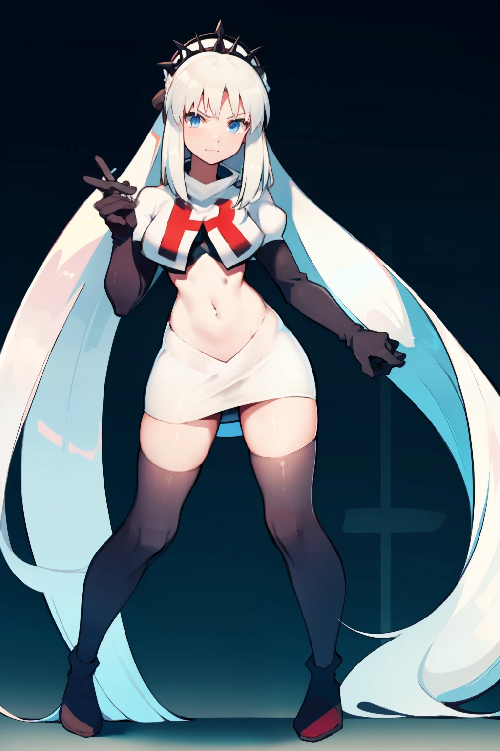 a female anime style anime drawing is wearing some sort of bathing suit, 1girl, animal ears, breasts, solo, eyewear on head, navel, blue eyes, white hair, jacket, large breasts, sunglasses, looking at viewer, white background, long hair, simple background, ponytail, animal ear fluff