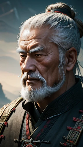 oriental、Old man wearing ancient Chinese armor、old man with ancient chinese hairstyle、three kingdom、multiple warlords、top-quality、masterpiece、超A high resolution、(Photorealsitic:1.4)、Game Posters、