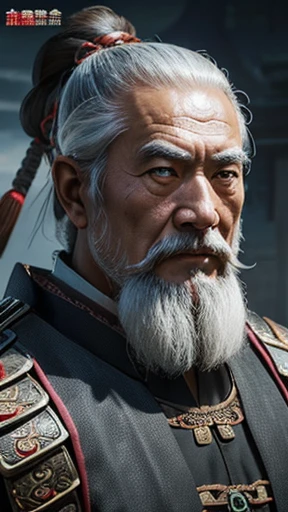 oriental、Old man wearing ancient Chinese armor、old man with ancient chinese hairstyle、three kingdom、multiple warlords、top-quality、​masterpiece、超A high resolution、(Photorealsitic:1.4)、Game Posters、