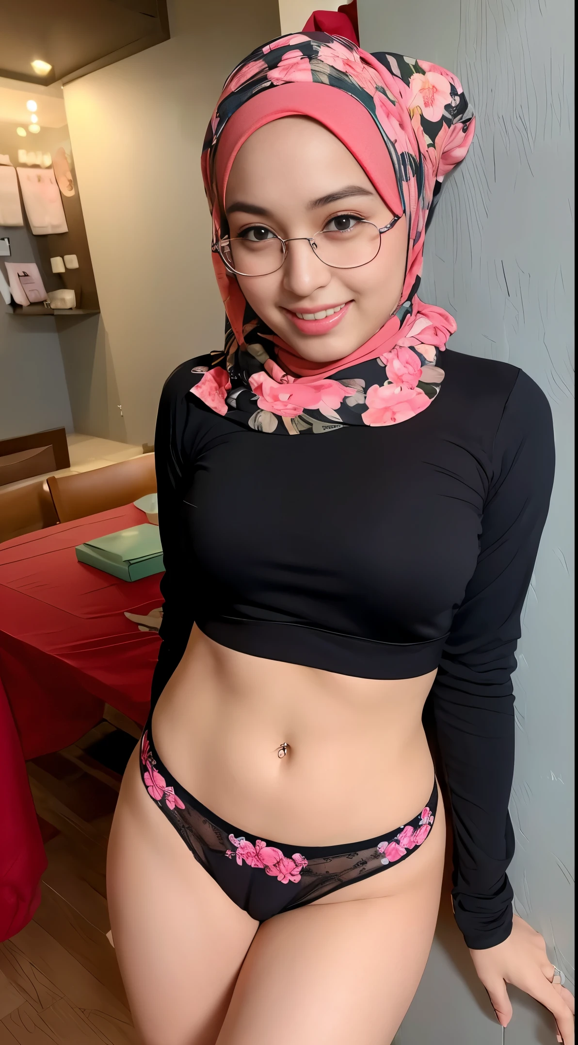 ((Hijab Stylish)), ((CUTE PUSSY)), ((LAUGH AND SMILE SWEETLY)), ((THIN)), ((Straddling)), "Naked Lingerie Bra" ((Hijab Stylish)), (Malaysia female), age 15 years old, 8K, photottorialism, G-String, ((RED LIPSTICK))