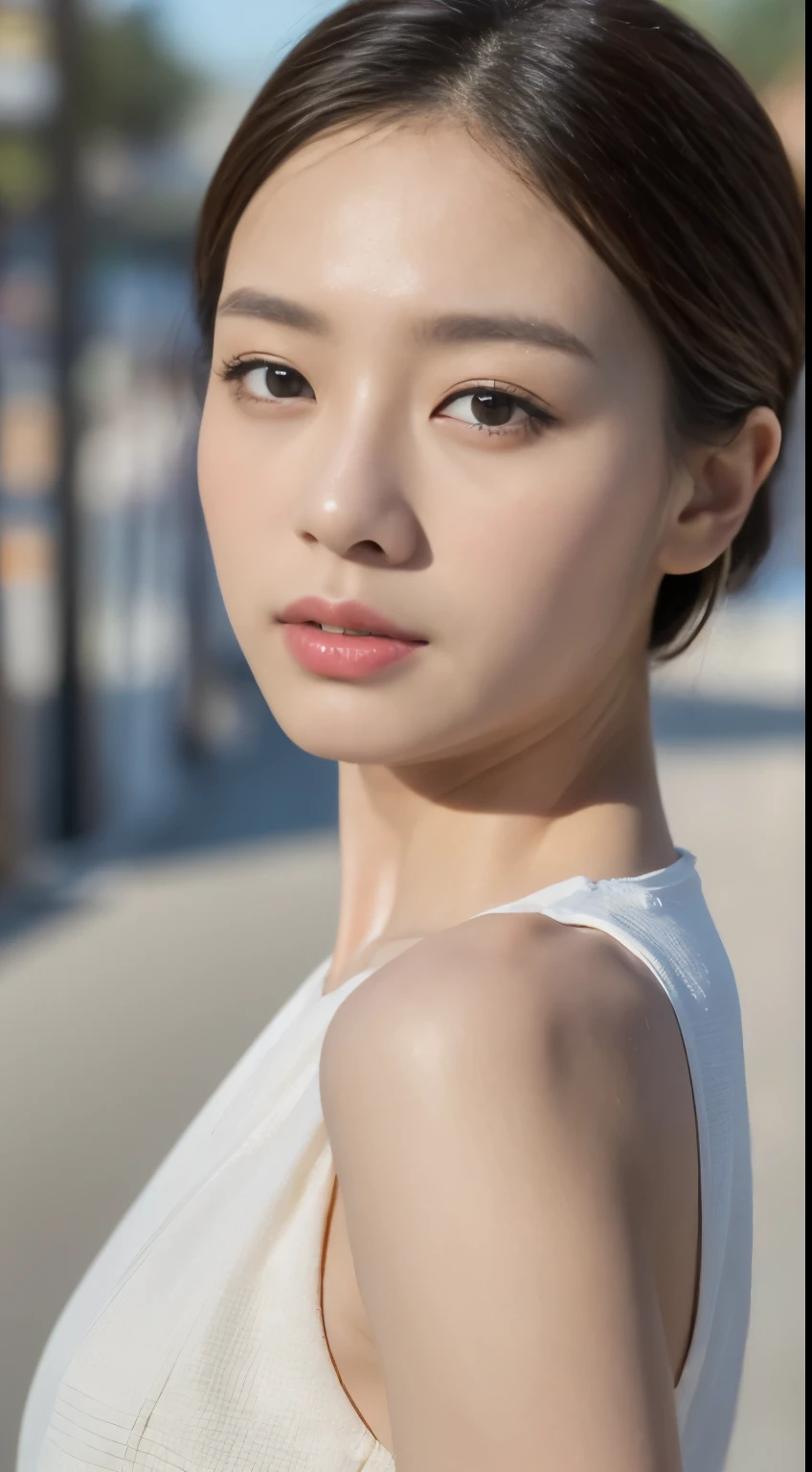((top-quality、8K、masterpiece:1.3))、Focus:1.2、Perfect Body Beauty:1.4、Street、Highly detailed facial and skin texture、Delicat eyes, Jakarta、Whitened skin、bob