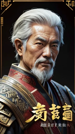 oriental、Old man wearing ancient Chinese armor、old man with ancient chinese hairstyle、three kingdom、multiple warlords、top-quality、​masterpiece、超A high resolution、(Photorealsitic:1.4)、Game Posters、