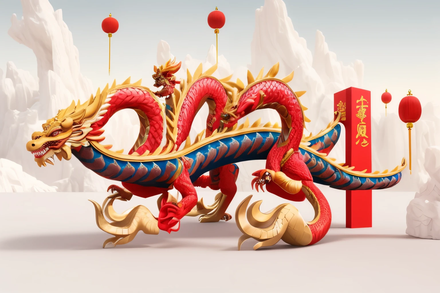 Typography design，Name &quot;2024&quot;,Husband Chinese new year 2014 with dragon and clouds, china silk 3d dragon, chinesedragon concept art, Behance 3D Art Trends, Behance 3D Art Trends, smooth chinesedragon, Popular topics on cgstation, chinese fantasy, intricate 3 d illustration, chinesedragons fighting, Chinese, chinesedragon, Detailed digital 3D art