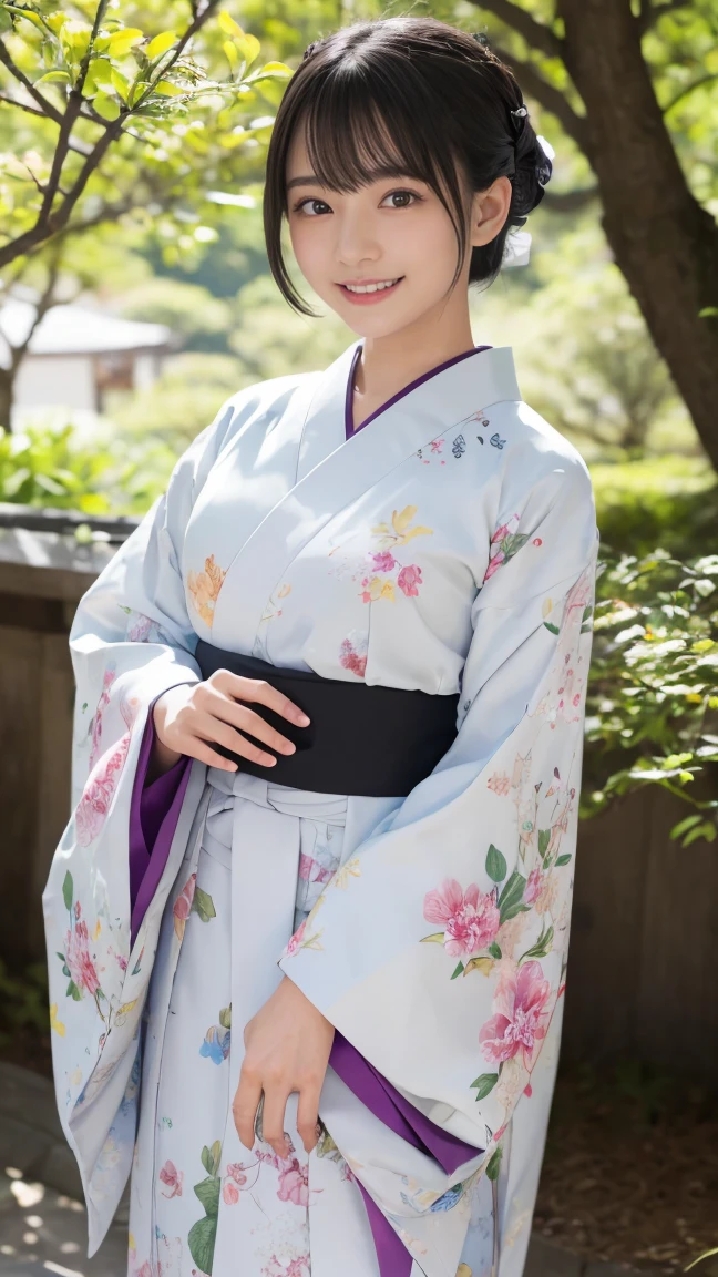 Front composition,stand next to each other,chum,Full body shots of two long-sleeved kimono girls(top-quality、At 8K、32K、masterpiece、nffsw、超A high resolution、Impresionismo,Photorealsitic:1.2), (2girls, Same height :1.2), couple focus ,,Japanese 13 year old cute girl , New Year Japan(New Year's visit scene),Both of them are wearing Japanese furisode. , Realistic and beautiful bright eyes, Double eyelids, look at viewr, Smiling, A smile, The most detailed shiny black berry short hair − , (High color saturation:1.0), (highlydetailed skin), (Best Quality:1.0), (超A high resolution:1.0) ,(photographrealistic:1.0), (ultra-detailliert:1.0), (8K, Raw photo:1.1) ,At a Japanese shrine,Digital SLR、softlighting、(background person blur:1.1)、SIGMA 85 mm F/1.4、50 millimeters