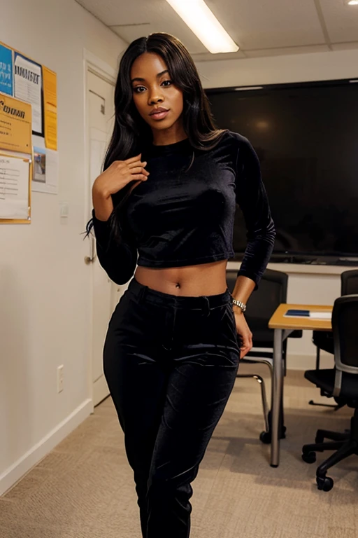 Black woman Teacher Sexy Velvet pants