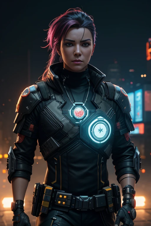 cyberpunk solider, 8 k, hd  illustration, symmetrical, substance 3rd person style, 2d character design concept, unreal engine 5, DAZ, hyperrealistic, octane render, cosplay, RPG portrait, dynamic lighting, intricate detail, summer vibrancy, cinematic