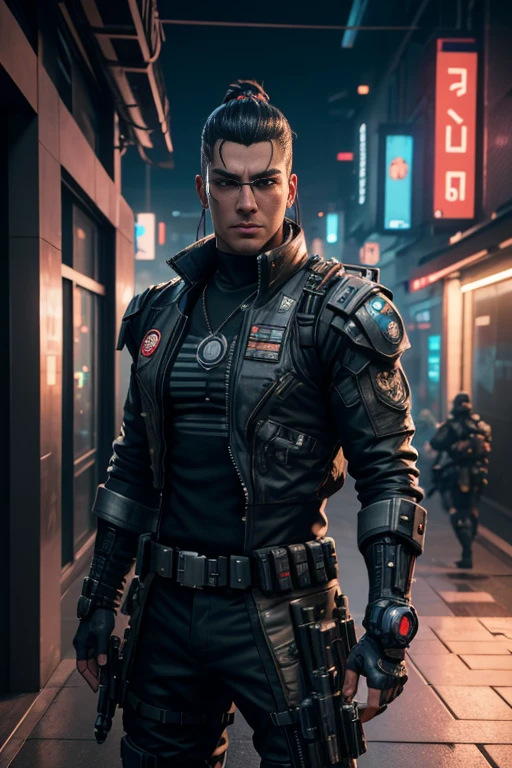 cyberpunk solider, 8 k, hd  illustration, symmetrical, substance 3rd person style, 2d character design concept, unreal engine 5, DAZ, hyperrealistic, octane render, cosplay, RPG portrait, dynamic lighting, intricate detail, summer vibrancy, cinematic