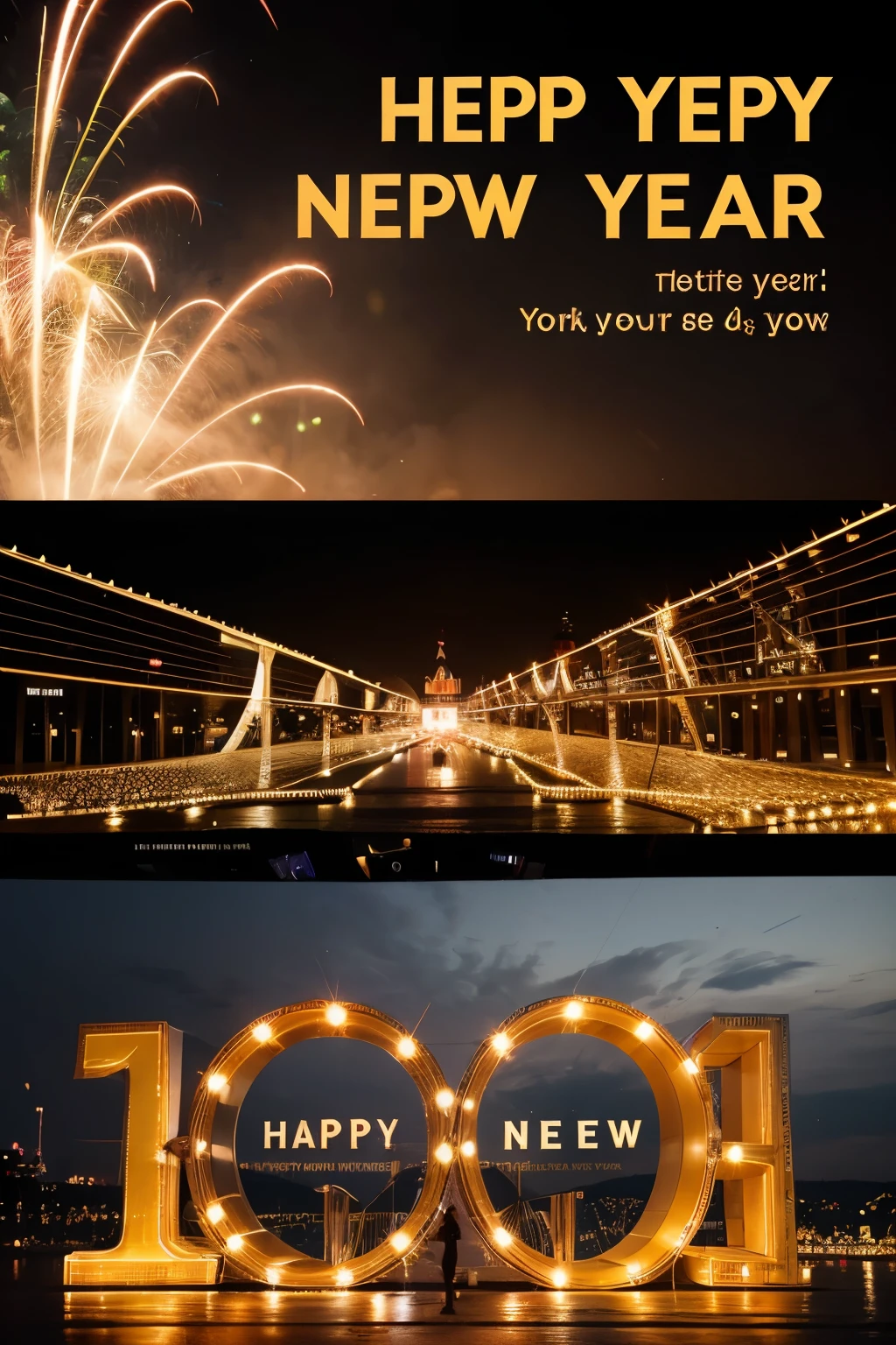 "A happy new year" string in various fonts