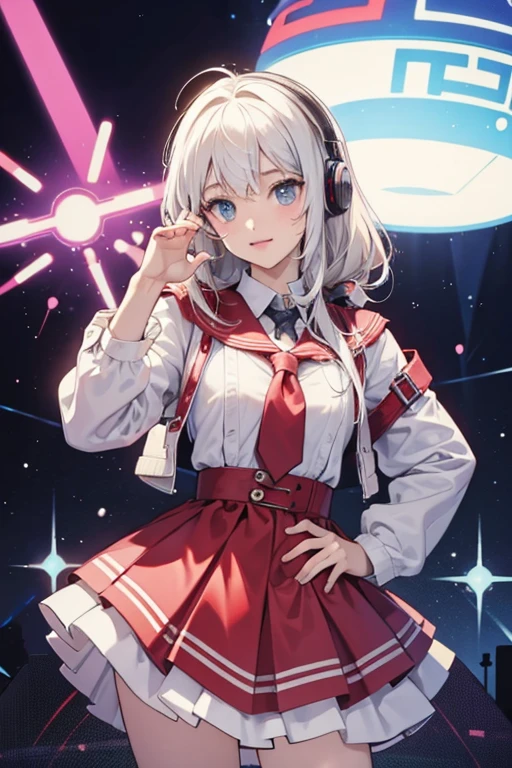 {{1girl}}, masterpiece, best quality, ultra-detailed, illustration, ((an extremely delicate and beautiful)), ((beautiful detailed sky)),beautiful detailed eyes, flying splashes, flying petals, (white_pink_hair), (cat_ear_headphones), (multicolored_hair), {{streaked_hair}}, star_hair_ornament, hair_ornament, pink eyes,<lora:xyv6a5000:0.8>, streaked hair, dress skirt, black pantyhose, beautiful lake in the mountains, realistic , (Mountain peak ), northern light ,( Northern lights coming out from the summit) , starfull sky , shooting stars, masterpiece, best quality, official art, extremely detailed CG unity 8k wallpaper, flower field, flower blossom, intense shadows, depth of field, shooting star, medium breasts,