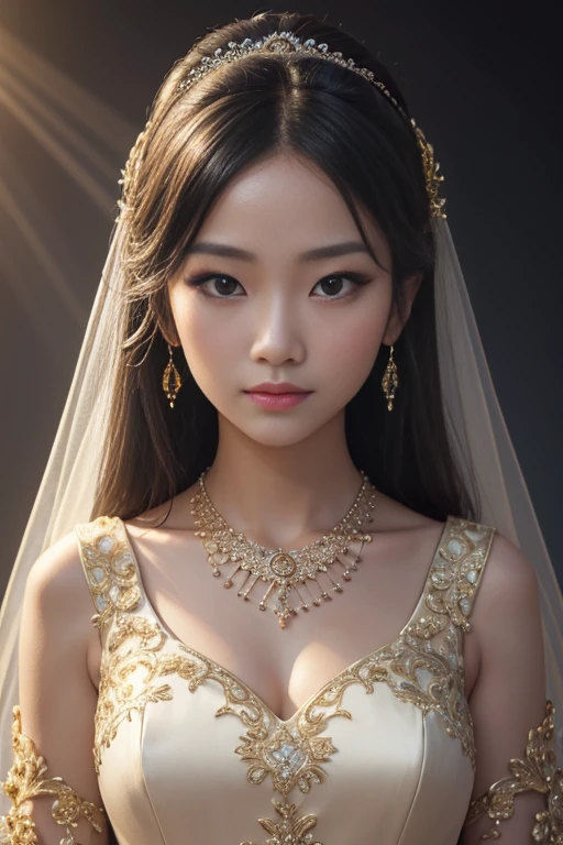 best quality, masterpiece, highres, 1girl,china wedding dress,hair ornament,necklace, jewelry,Beautiful face,upon_body, tyndall effect,photorealistic, dark studio, rim lighting, two tone lighting,(high detailed skin:1.2), 8k uhd, dslr, soft lighting, high quality, volumetric lighting, candid, Photograph, high resolution, 4k, 8k, Bokeh