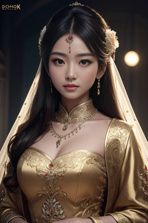 best quality, masterpiece, highres, 1girl,china wedding  dress,hair ornament,necklace, jewelry,Beautiful face,upon_body, tyndall effect,photorealistic, dark studio, rim lighting, two tone lighting,(high detailed skin:1.2), 8k uhd, dslr, soft lighting, high quality, volumetric lighting, candid, Photograph, high resolution, 4k, 8k, Bokeh