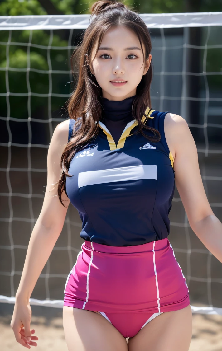 ((([half opened eyes: (empty eyes:1.3):11], blush, (tears:0.6), saliva trail,excite play sex))) 、(((stands out nipple、Small nipples sticking out from the uniform、excited to play sex )))、Dressed up、(Photo real:1.4)、(A hyper-realistic:1.4)、(Photorealistic:1.3)、 (gentle lighting: 1.05)、(Improve the lighting quality of your video:0.9)、32 k、 1Girl、25years old girl、photorealistic lighting、Back lighting、Facial Lights、Ray Trace、(bright:1.2)、(Increase quality:1.4)、 (best quality real texture skin)、Fair eyes,Delicate and delicate face、 (tired and sleepy and satisfied : 0.0), Close-up of the face, navy and dark pink and yellow volley ball uniform : 1.3,(very tight highneck uniform,very tight uniform、high neck uniform、Sleeveless uniforms、One-piece uniform、very tight,no sleeve,onepiece,mini skirt), (Bodyline mood improvement:1.1)、Glossy skin、pornostar、韓国アイドル、乃木坂アイドル、Sculptural Idol Pose、Beautiful actress、Neat woman、whole body, and spread the legs apart, big breasts, slender waist and hip,(braless,small and hard nipples,((natural detailed nipples)),slender waist,beautiful thighs,(((cameltoe))),wavy hair,((7heads tall, face excited to play sex、embarrassed, blush,sexy,wavy hair)),((colorful based navy and dark pink volleyball uniform、onepiece、onepiece)),((sweat and grossy skin))、((embarrassed),black eyeliner,yellow eye shadow,dark pink lips,red cheek))、beautiful alignment of teeth 、randam sexy pose,(((braless,no-bra、stands out nipples、stands up nipples、small nipples,Her nipples stand out clearly from her uniform.))),(((braless,no-bra、stands out nipple,stand up nipple,small nipple,Her nipples stand out clearly from her uniform.)))、(((gravure pose,sexy pose,dynamic pose,including thighs)))、
