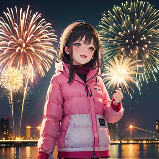 Happy new year style,at street, fireworks, night,neon color