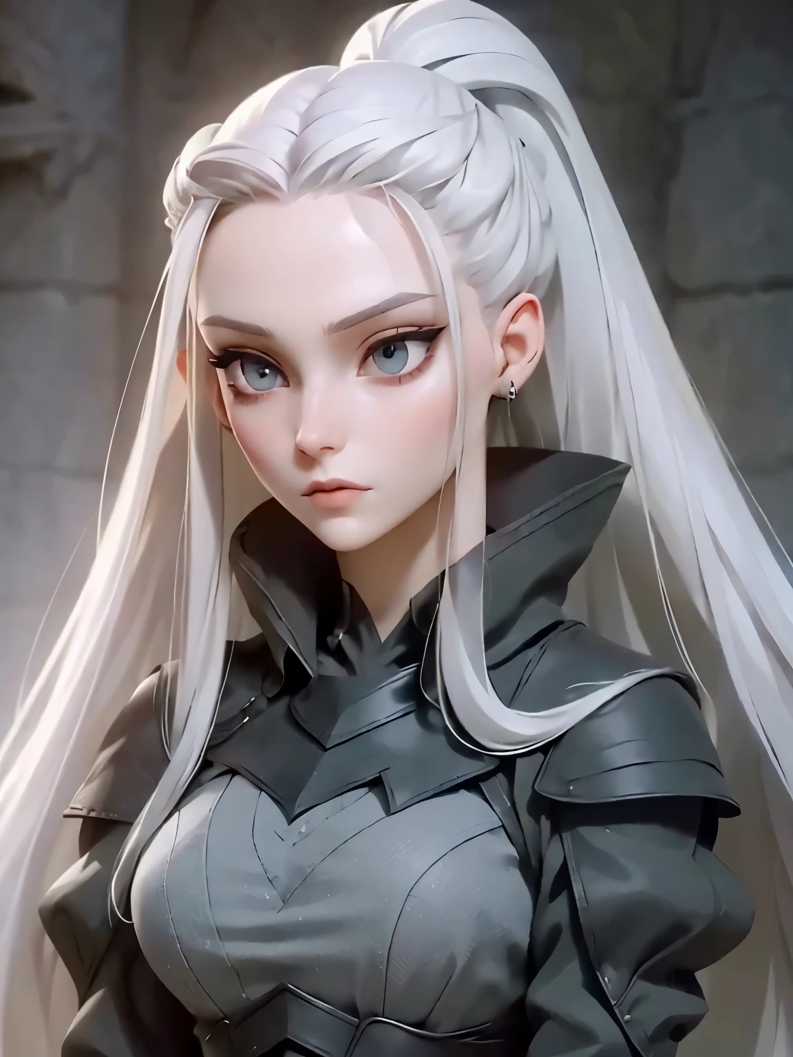 Manon is a young, extremely beautiful girl with fair skin. Long, moon white hair, ponytail and asymmetrical bangs, laid on one side, and eyes the color of pure silver. After meeting her people say, that she is the most beautiful woman, what have they ever seen
