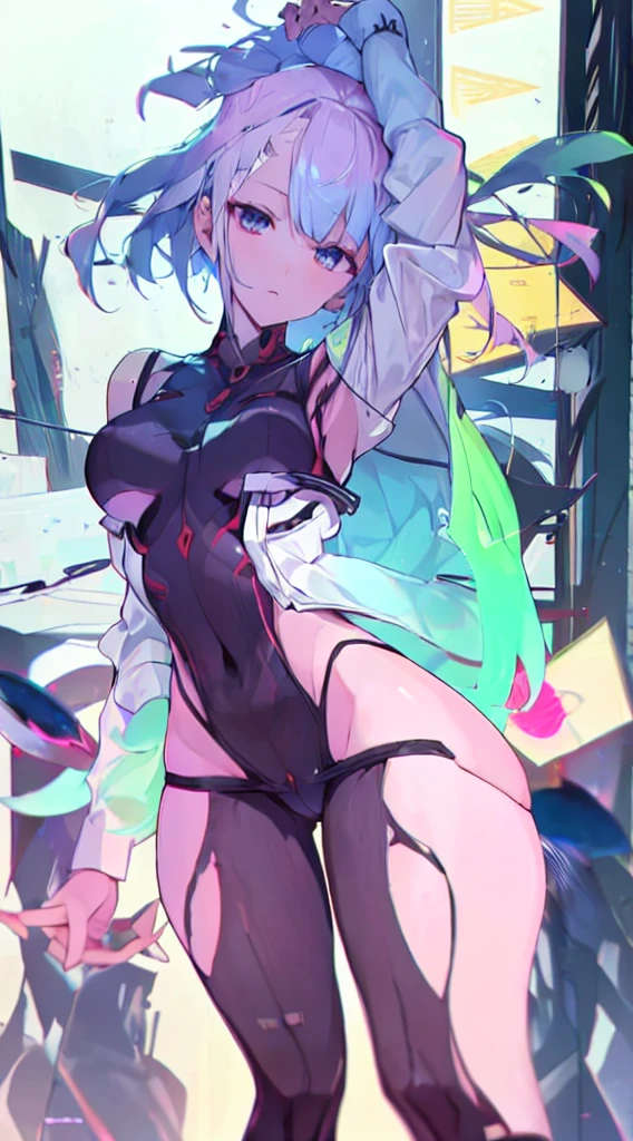 (alta calidad, realista, colores vibrantes, Studio lighting), chica sola, lucy kushinada hypnotizada como una bailarina exotica bailando encerrada de una jaula de neon, hypnotizada para bailar encontra de su voluntad, atrapada en baile, encerrada en una jaula.