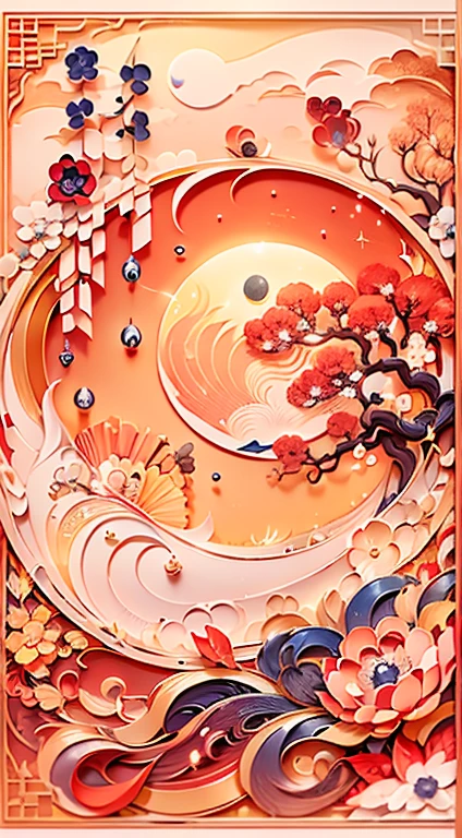 new year 2024'New Year's Day Poster,Add some representative artistic elements,like the moon,red tint,&cite;Zhang Ye hereby wishes you and your family happiness,Good luck&cite;,a happy new year