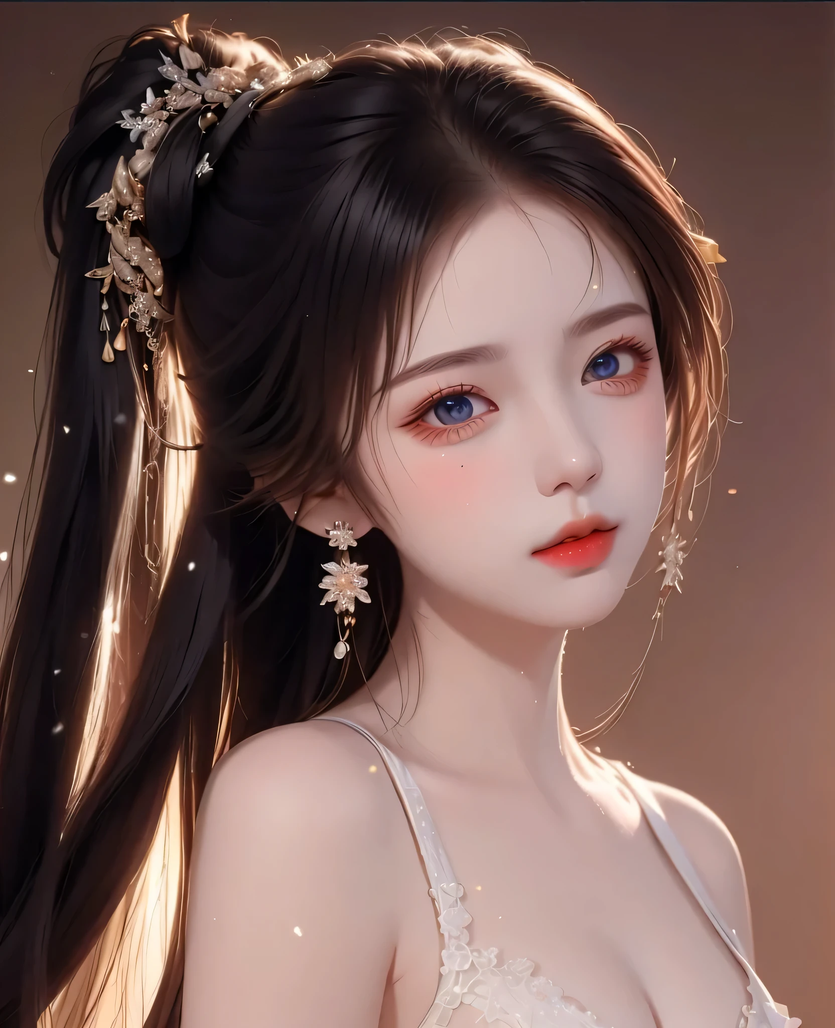 a close up of a woman with long hair wearing a white dress, guweiz, Guviz-style artwork, Popular topics on cgstation, 8K high quality detail art, A masterpiece by Guvitz, Beautiful anime girls, style of anime. 8K, A beautiful anime portrait, ChineseGirl, a stunning anime face portrait, actual. cheng yi