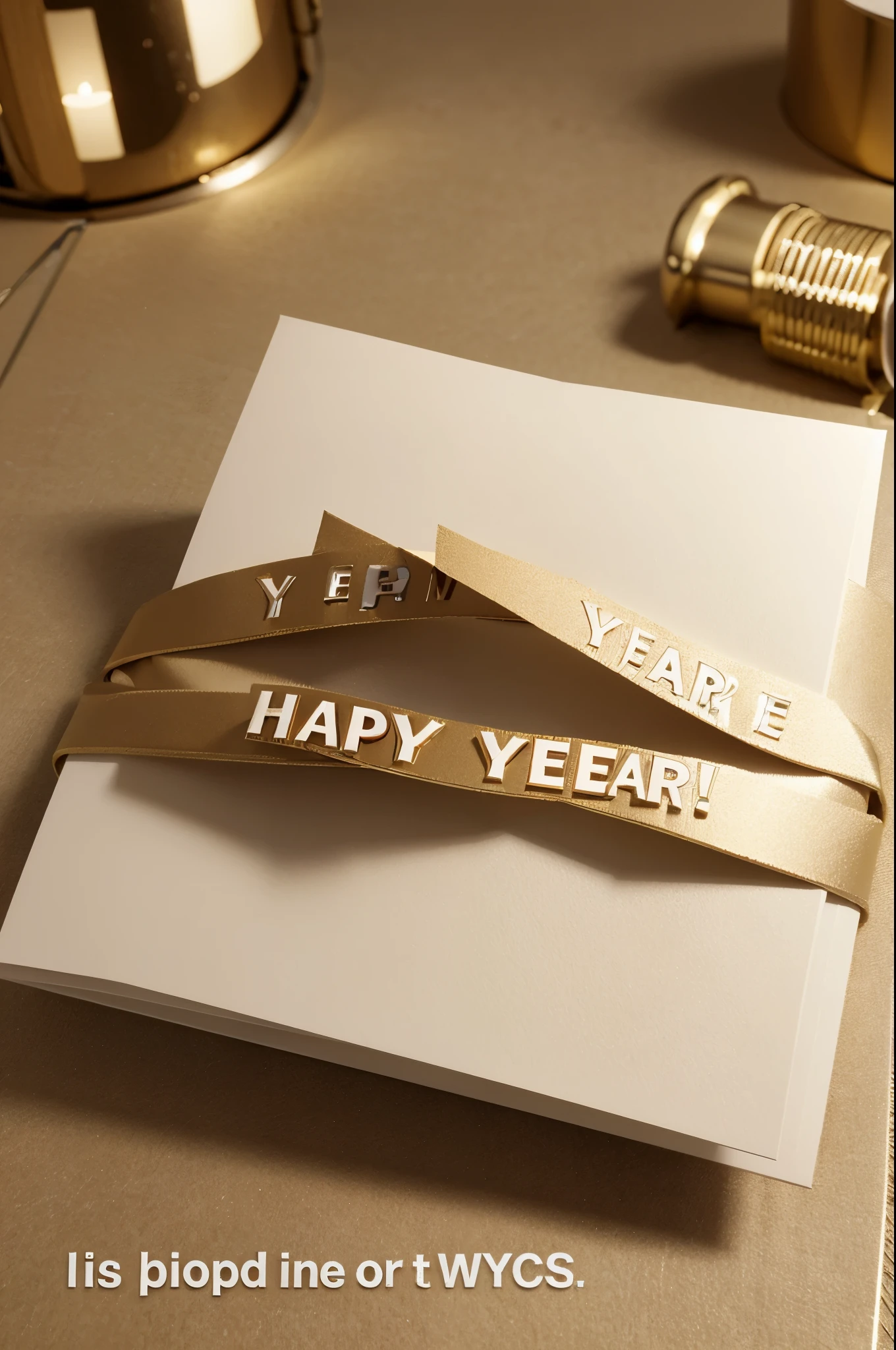 Create happy new year card,card has the text happy new year,show technological singularity