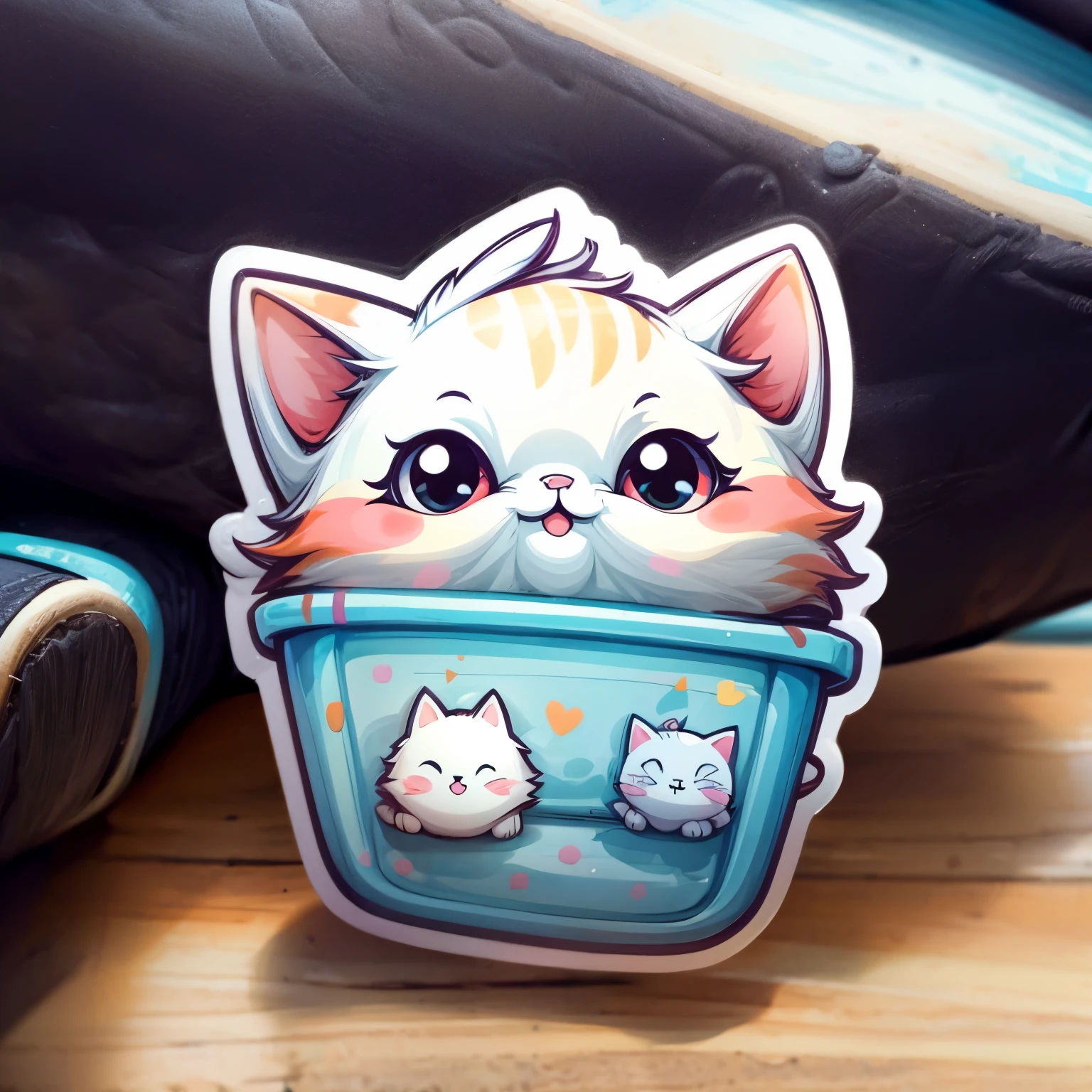 A logo　catss　cute little　a sticker