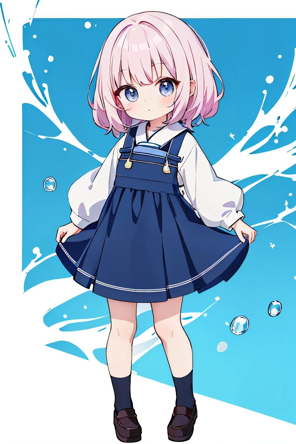 通りの真ん中に立っている制服を着たan anime girl, anime moe art style, in dress, full body portrait of a short!, Anime visuals of cute girls, small curvy lolilash art anime loli, smloli girl, I anime style, 若いan anime girl, 可愛いan anime girl, an anime girl