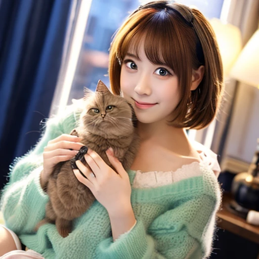 cute fluffy kitten、Straddle Girl