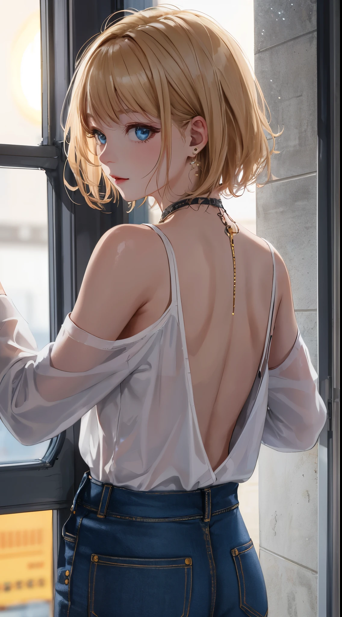 , Emphasis on backward buttocks、Wearing red underwear、Blonde short bob hair、makeup,Breasts enlarged、 Red underwear、mascara,(Super close-up looking up from below)lips are soft or pigmented,,Very accentuated breasts on the background of cleavage bedroom at night、minimalism, monotone, simple color palettes, ren, sharp designs, Hair short、Fluid silhouette, undergarment, Beige bra, Pajama asymmetry, Geometric,, simple silhouette, Sexy, minimalism, suggestive, Freshroom printing, Shy Expressions, Briefly, Soio, 1girl in, large full breasts, thick thight, big breasts thin waist, Sweaty chest, NSFW, Erotic, Sensual milf, nakeness, Small wet breasts, zora々appearance, Shy, Hair is clogged, Underwear small wet transparent, Face smile