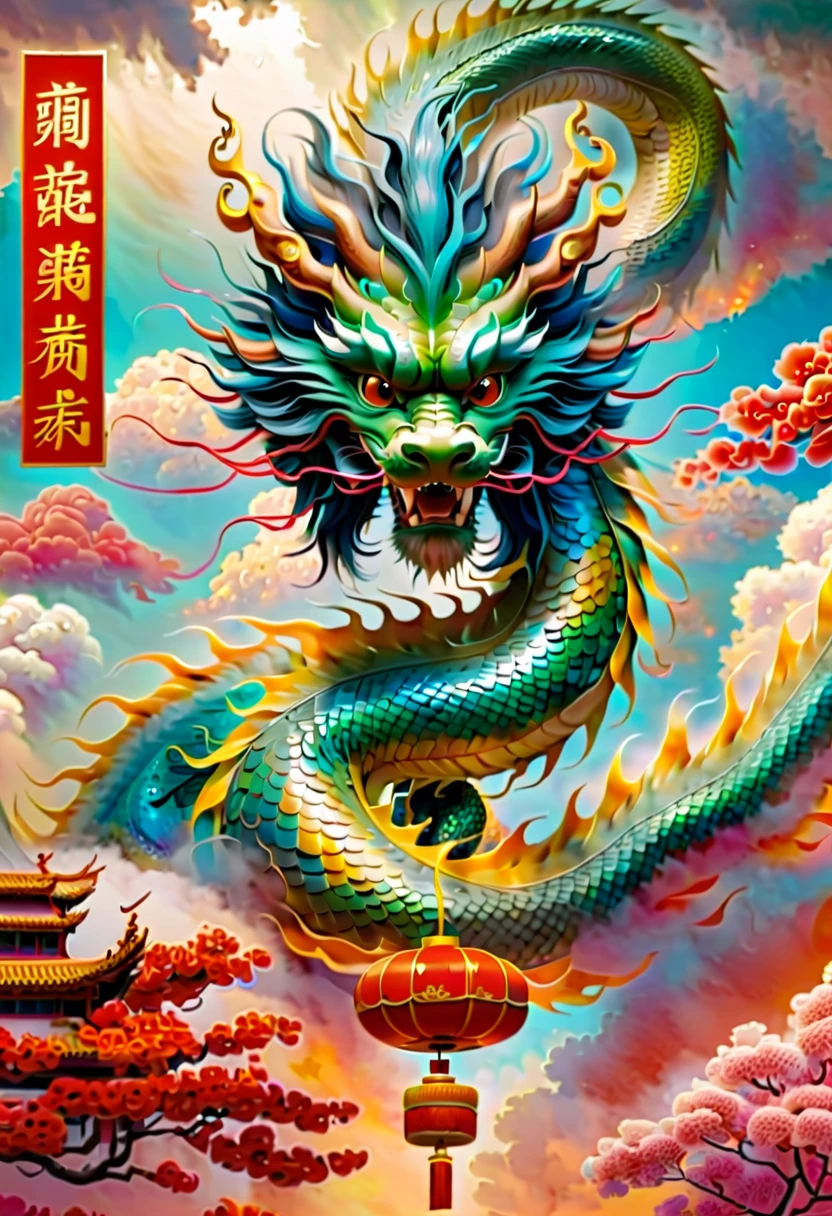((2024 poster)).Chinese New Year，a Oriental Dragonire works，​​clouds