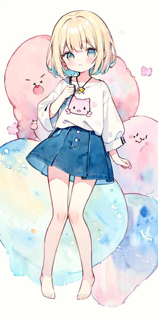 cat, fullbody,1 girl,
(pastel color:1.5),(cute illustration:1.5),(watercolor:1.2),white back ground,