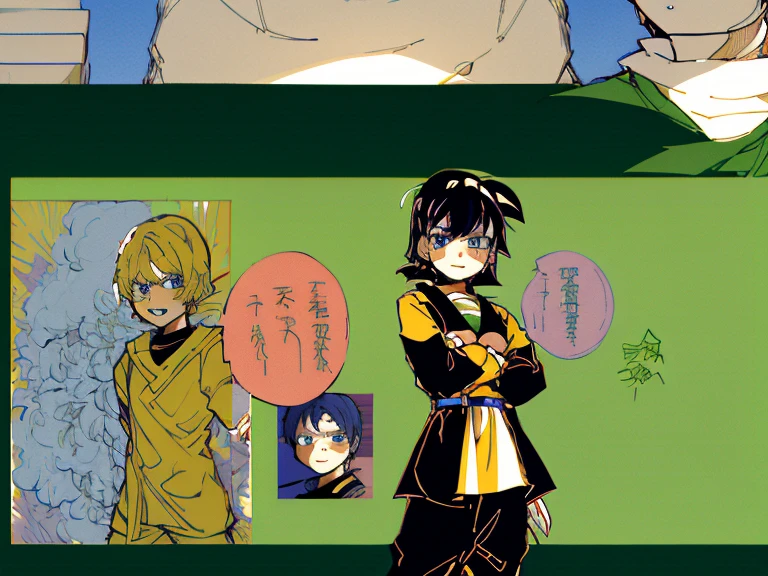 supreme, green down jacket,lime color hair,pink eyes,Standing on your feet,submachine gun,Detailed Genshin graphics,1girl in,, 1girl in, ((Character information)、(Chara Leaf)、Type sheet, Character Sheets, Three types,Shot Full Body,Game Character Design,Colorful, Bright, hairlong, shoulder-length hair, baseball uniform