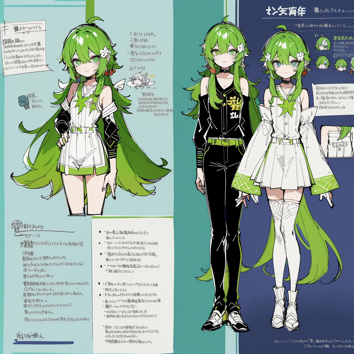 2 d anime style, anime art style моэ, Jazz & Increased, cute art style, Иллюстрация in anime style, anime girl, Author: Kamagurka, at pixiv, pixiv style, pixiv, in anime style, anime art style, Full Body Commission, neon colors, neon green, The same character, absurdress,traditional Chinese clothing,Full of Details, ((Character design sheet,same character,front,side,backboollustartion, big weapon, Cyborg, baggy clothes, 1girl in, ((Character information)、(Chara Leaf)、Type sheet, Character Sheets, Three types,Shot Full Body,Game Character Design,Colorful, Bright, hairlong, shoulder-length hair, baseball uniform