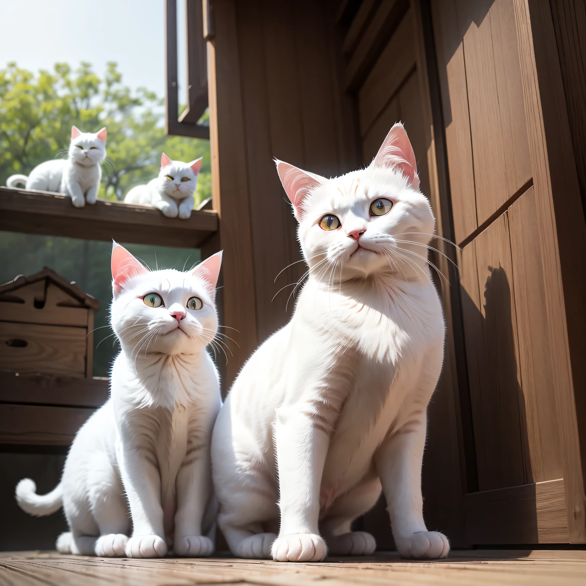 Raw photography、White cat、Very cute cat、1animal、The 8k quality、 fullHD