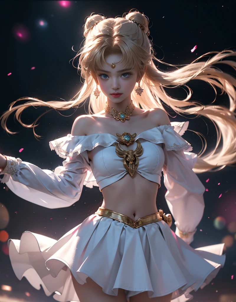 tmasterpiece,Highest image quality,super detailing,Best quality ,Extremely Delicately Beautiful, Very meticulous,Best quality, offcial art, extremely detaild的 CG unified 8k wallpapers,(CG Unity 8K wallpaper in extreme detail,tmasterpiece,Highest image quality),(Delicate light and shadow,The picture is highly dramatic,Cinematic lens effect), (the sailor moon:1.1),Charming smile,double tails, eBlue eyes,golden hair, Skinny lace top,, mini-skirts,dynamicposes),The background is the universe(Exceptional detail,The lighting effect is outstanding,Vista wide angle),(Excellent rendering,Enough to stand out from the crowd),性感Big breasts,The sexiest look,扭纹编织black in color比基尼,Dreamcatcher earrings,The most beautiful woman in the world,(Big breasts,Deep,The kinky is exposed,Camel toes,Taste,black in color丝绸服eautiful girl transformed,potruding nipple,humongous large breast,Tight-waisted off-the-shoulder tutu skirt,(Bikinis of various colors lack color,black in color,white colors,in pink,purpleish color,red colour,blue colors,orange colors,green color,Cyan lacks color,),