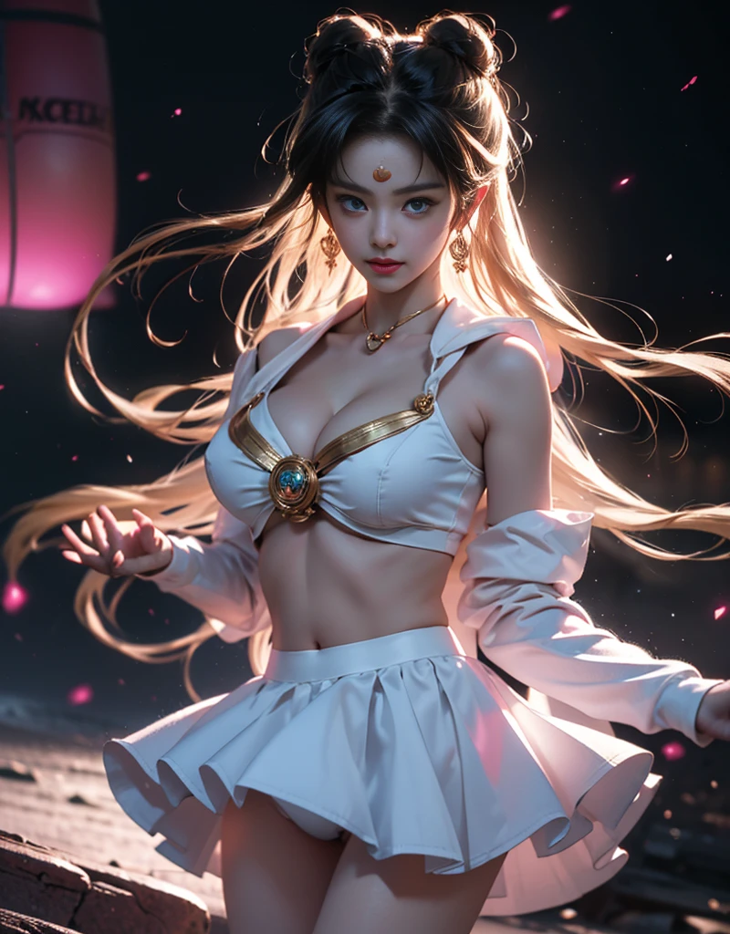 tmasterpiece,Highest image quality,super detailing,Best quality ,Extremely Delicately Beautiful, Very meticulous,Best quality, offcial art, extremely detaild的 CG unified 8k wallpapers,(CG Unity 8K wallpaper in extreme detail,tmasterpiece,Highest image quality),(Delicate light and shadow,The picture is highly dramatic,Cinematic lens effect), (the sailor moon:1.1),Charming smile,double tails, eBlue eyes,golden hair, Skinny lace top,, mini-skirts,dynamicposes),The background is the universe(Exceptional detail,The lighting effect is outstanding,Vista wide angle),(Excellent rendering,Enough to stand out from the crowd),性感Big breasts,The sexiest look,扭纹编织black in color比基尼,Dreamcatcher earrings,The most beautiful woman in the world,(Big breasts,Deep,The kinky is exposed,Camel toes,Taste,black in color丝绸服eautiful girl transformed,potruding nipple,humongous large breast,黑玫花萼蝴蝶束扣露肩mini-skirtikinis of various colors lack color,black in color,white colors,in pink,purpleish color,red colour,blue colors,orange colors,green color,Cyan lacks color,),