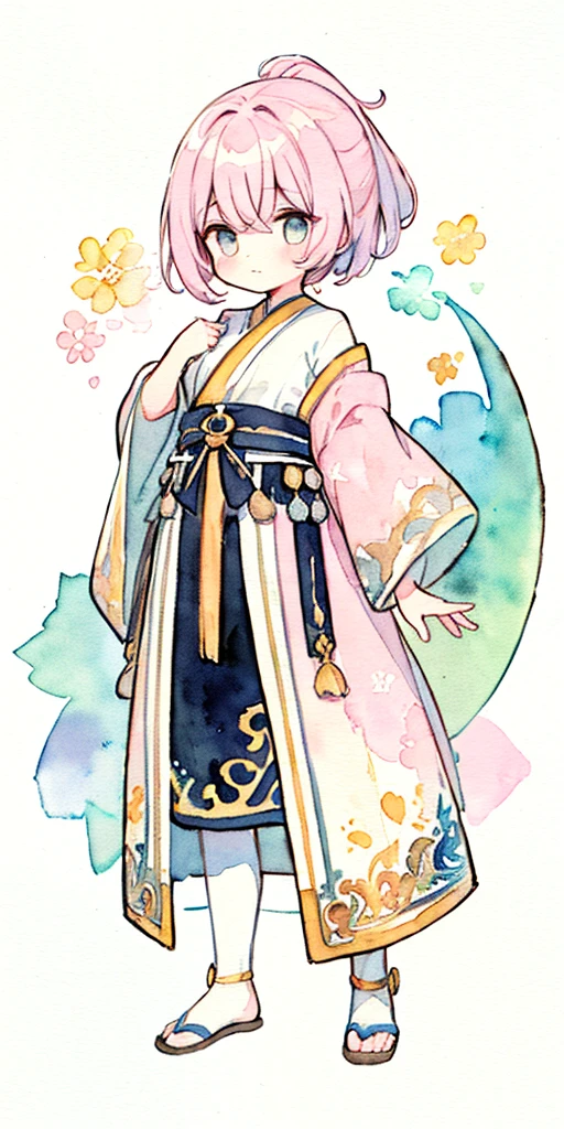 fullbody,1 girl, monk female warrior version, dnd style,
(pastel color:1.5),(cute illustration:1.5),(watercolor:1.2),white back ground,