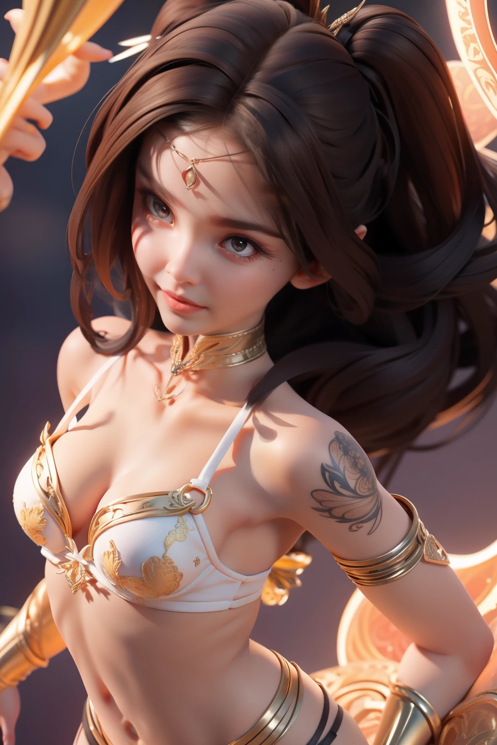 1 brunette petite girl, actively ripping her t-shirt off exposing white metal bra and thong, beautiful, small breasts, masterpiece, highest quality, super cute, super sexy, sfw, art nouveau fashion embroidery, intricate details, mesh lines, mandelbrot fractals, facial muscles, cables, microchips, thugs, surreal, octane, volumetric lighting, 8k and post production, top look, look from top, cleavage view