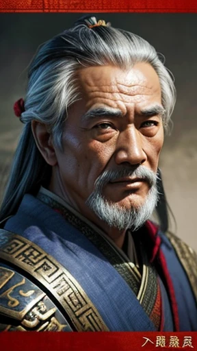 oriental、Old man wearing ancient Chinese armor、old man with ancient chinese hairstyle、three kingdom、multiple warlords、top-quality、masterpiece、超A high resolution、(Photorealsitic:1.4)、Game Posters、