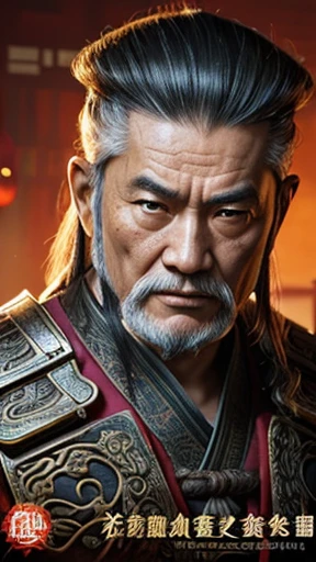 oriental、Old man wearing ancient Chinese armor、old man with ancient chinese hairstyle、three kingdom、multiple warlords、top-quality、masterpiece、超A high resolution、(Photorealsitic:1.4)、Game Posters、