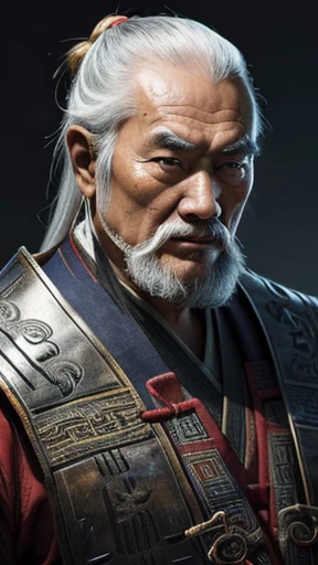 oriental、Old man wearing ancient Chinese armor、old man with ancient chinese hairstyle、three kingdom、multiple warlords、top-quality、masterpiece、超A high resolution、(Photorealsitic:1.4)、Game Posters、