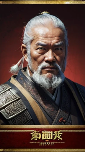 oriental、Old man wearing ancient Chinese armor、old man with ancient chinese hairstyle、three kingdom、multiple warlords、top-quality、​masterpiece、超A high resolution、(Photorealsitic:1.4)、Game Posters、