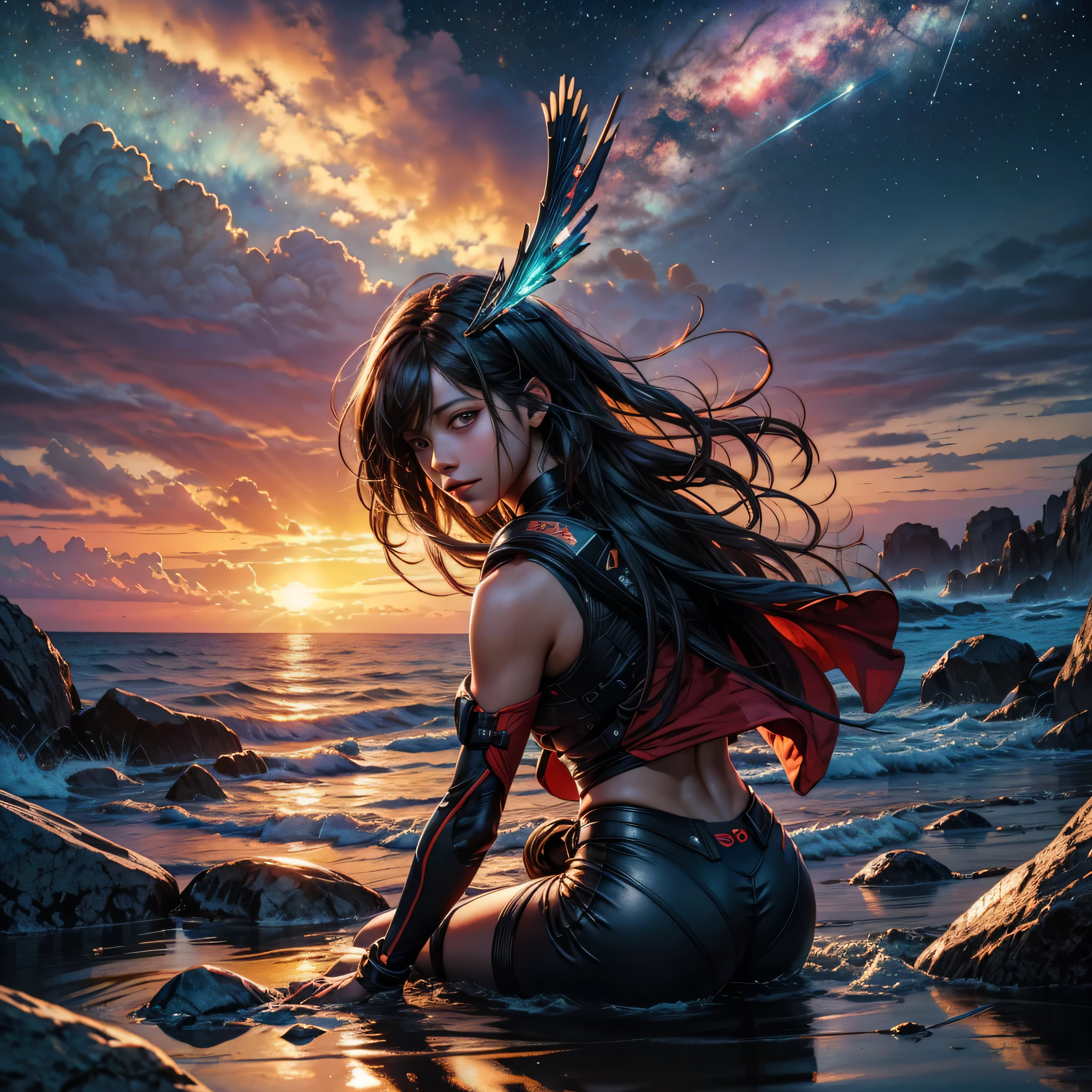 Epic (((Galaxy stars Nebula Spacious Sunrise evening_glow distant_view Sunset rich_colors colorful wide-angle_lens shooting_evening positive_film naturalistic_style))) Jesus walking on water in a storm, confident smiling expression, beam of light descending from the sky and illuminating jesus, masterpiece, high quality, high quality, highly detailed CG unit wallpaper, award-winning photos, bokeh, depth of field, bloom, chromatic aberration, very detailed, trend in artstation, trend in CGsociety, complex, dramatic, Art in the middle of the journey, UnrealEngine5 ultra Masterpiece optimal bright_color dappled_sunLight meticulously intricate ultra_high-details ultra_high-res pro-Photorealistic ultra_high-quality ultra_high-def UHD XT3 DSLR HDR Symmetrical extreme improved Octane-rendered opengl-shaders glsl-shader romm rgb pbr shading 3DCG fxaa global illumination cgi vfx sfx fkaa txaa rtx ssao post-processing post-production cell-shading tone-mapping Ultra_sharpness focus accurate max saturate reflex analogique Vivid DSLR color-coded luminescence Cinematic_SunLight volumetric lightning contrast tin incandescent chrome Cristallines hearth rubis invoque floraison monster blast flash blow lava glowing_color opale Tourmaline plasma fleuraison beholder Earth transparent perfection zentangle reflection varied multi etc. --s 1000 --c 20 --q 20 --chaos 100