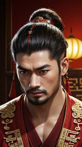 oriental、man in ancient chinese clothes、ancient chinese hairstyle man、three kingdom、multiple warlords、top-quality、masterpiece、超A high resolution、(Photorealsitic:1.4)、Game Posters、inside the house、