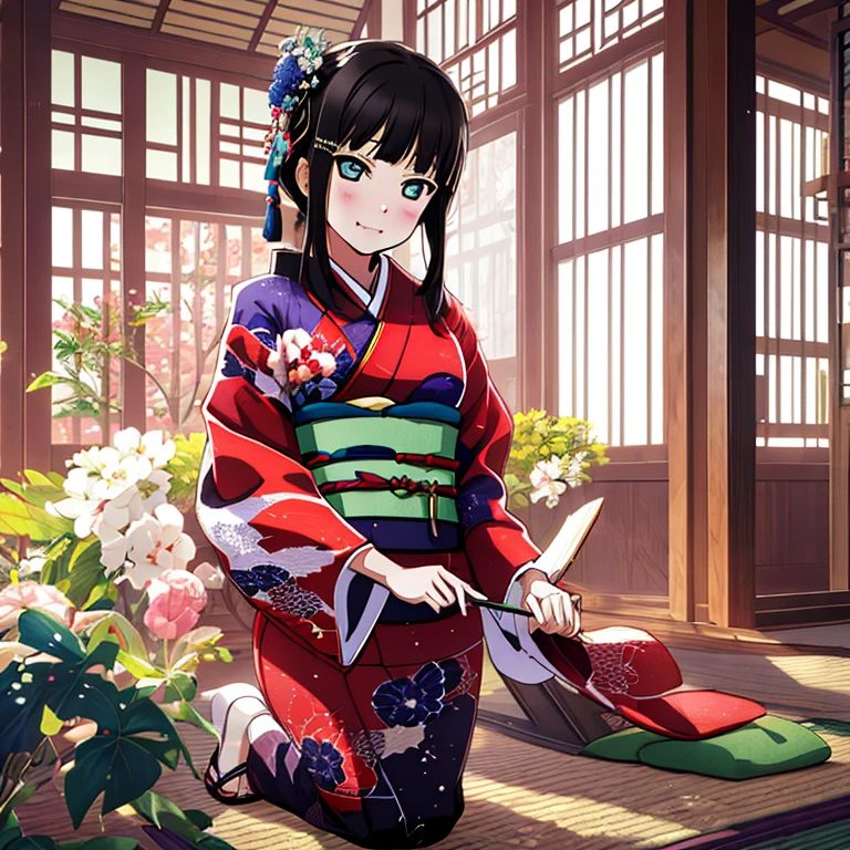 {Best Quality}, {very aesthetic}, {Ultra-detailed}, {Best Illustration}, japanese kimono, A dark-haired