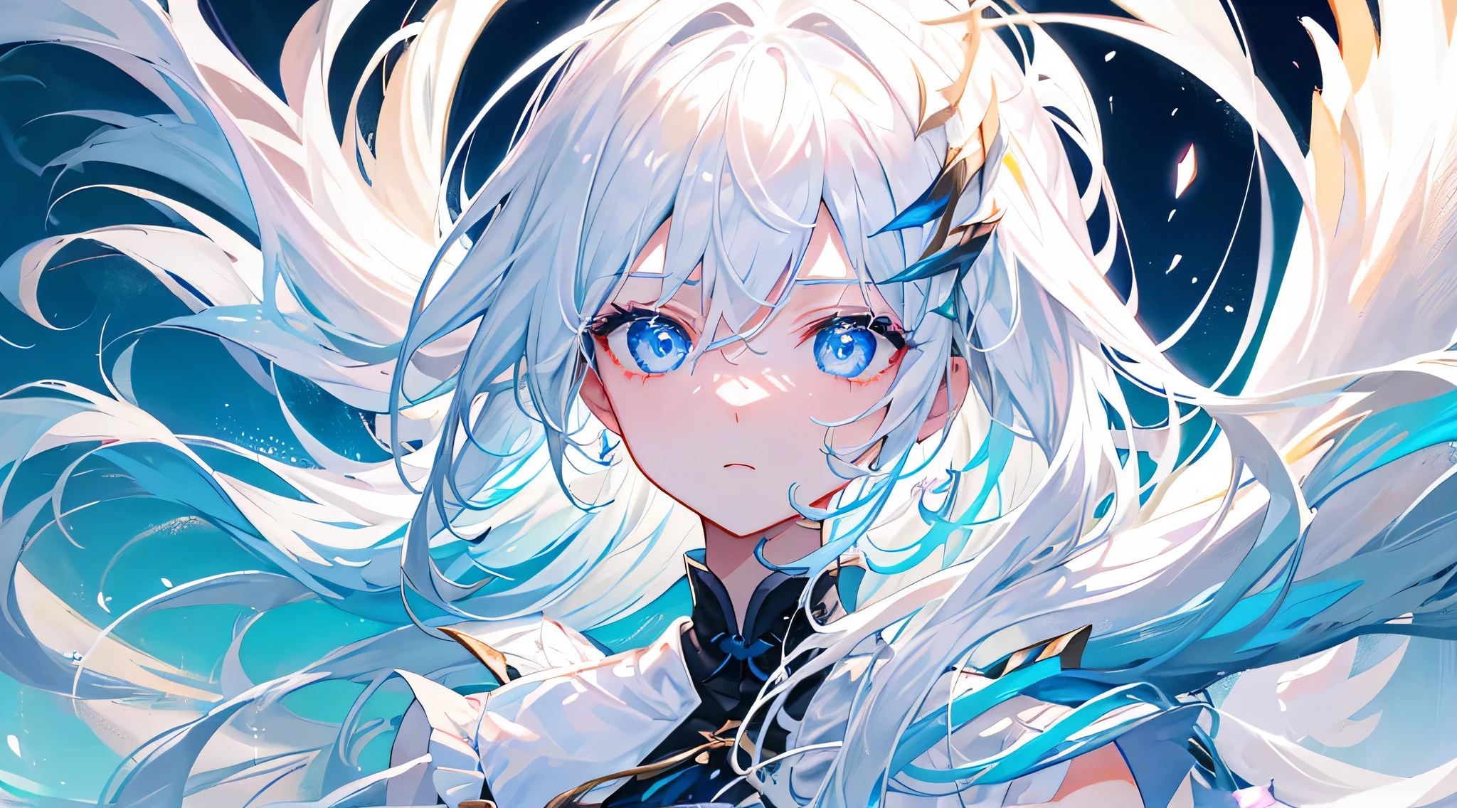 1人horny boy, hair floating, (White hair、Long gray hair), light blue  eyes, Look down at the camera, Full body lesbian, Splash ink painting, (Has 6 white wings), angelic atmosphere, horny boy, Intimidating, Detailed body, Detailed faces, Delicate hair、high detal、Best quality、masseter membrane、Picture quality、ultra - detailed、high detal、A high resolution、shut up、Detailed faces、詳細な目