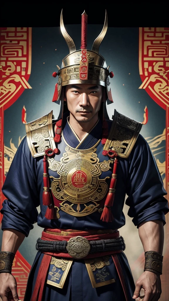 oriental、man in ancient chinese clothes、ancient chinese helmet man、poorly equipped man、three kingdom、multiple warlords、top-quality、masterpiece、超A high resolution、(Photorealsitic:1.4)、Game Posters、Clear and beautiful image quality、