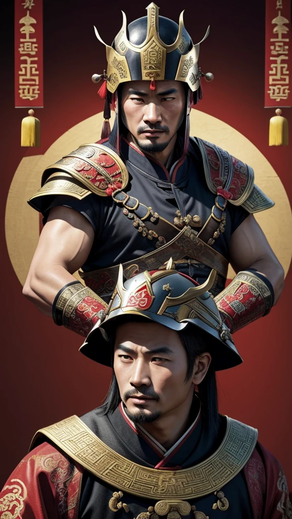 oriental、man in ancient chinese clothes、ancient chinese helmet man、poorly equipped man、three kingdom、multiple warlords、top-quality、masterpiece、超A high resolution、(Photorealsitic:1.4)、Game Posters、Clear and beautiful image quality、